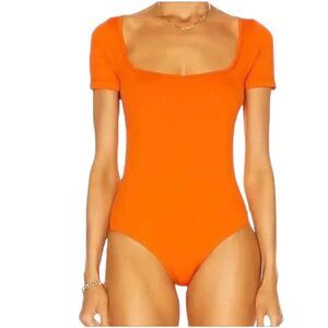 NWT Simon Miller orange Eero square neck bodysuit XS/S